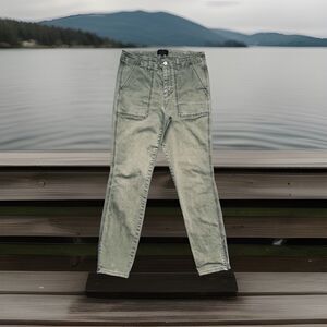 Lucky Brand High Rise Skinny Capri Pants 4 (28x25) Green Zip Ankle Stretch Women